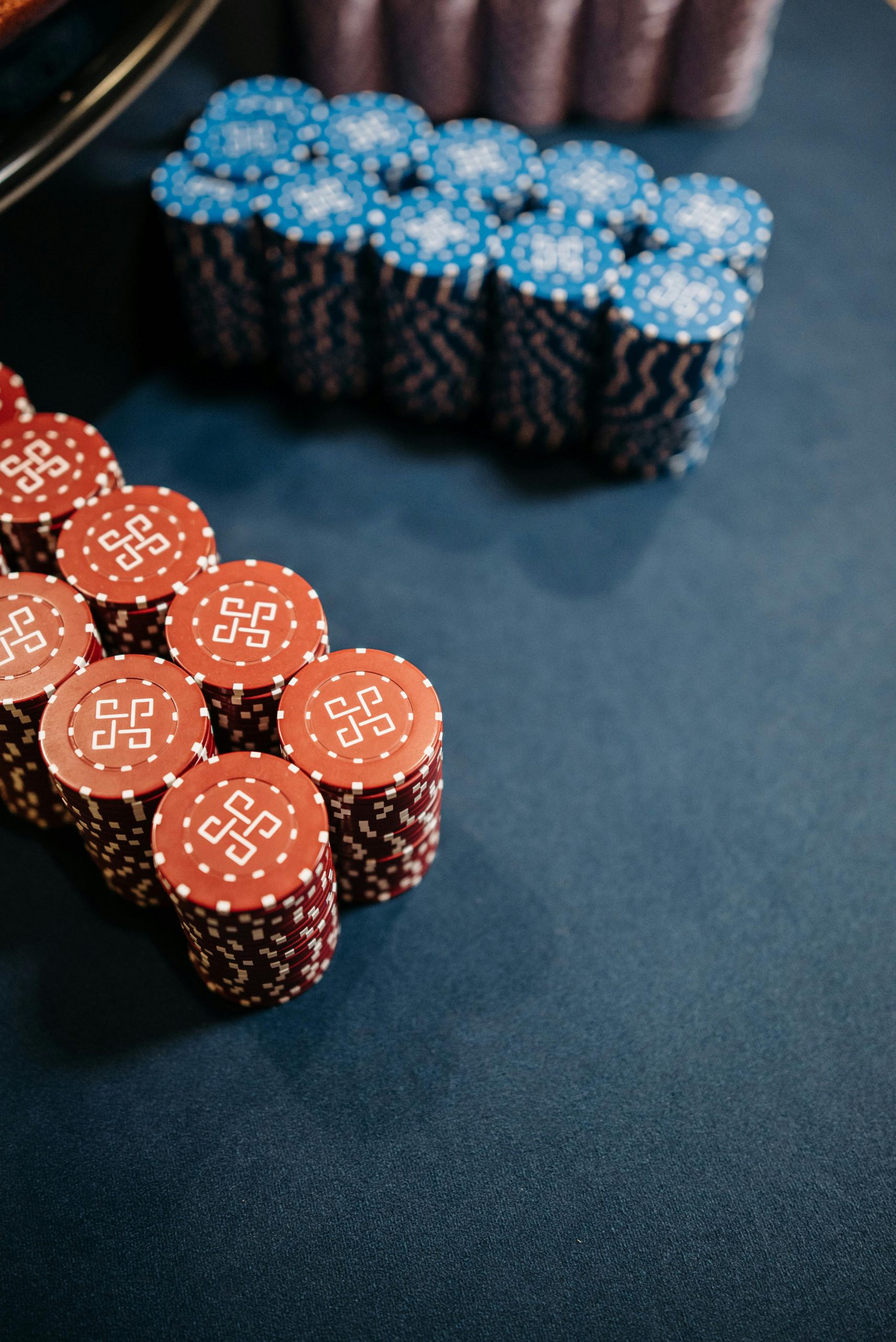 Colored Coded Gambling Chips in a Game of Roulette